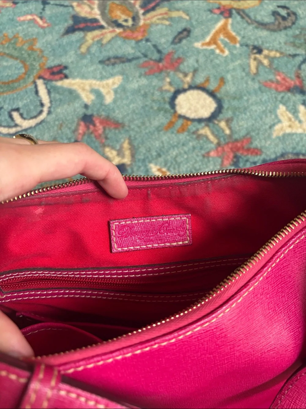 Women's Dooney & Bourke Shoulder Strap Purse Pink Saffiano - Picture 5 of 9